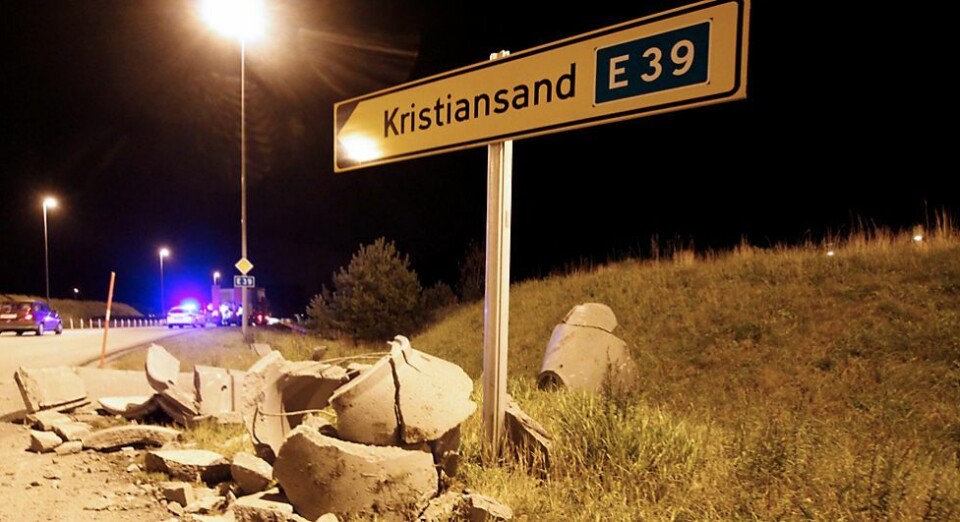 Mistet betongelementer på E39