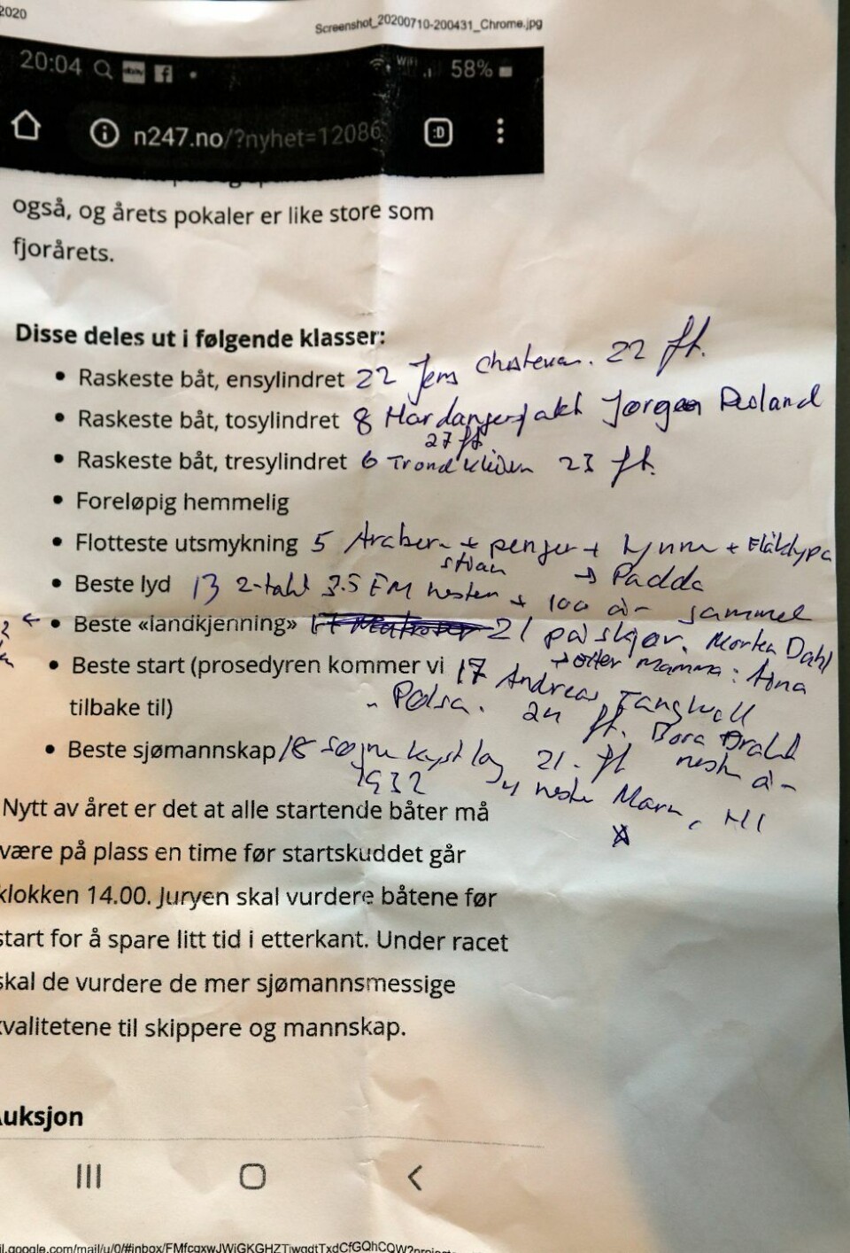 Trysnes Brygge Sjekterace 2020 i bilder og video
