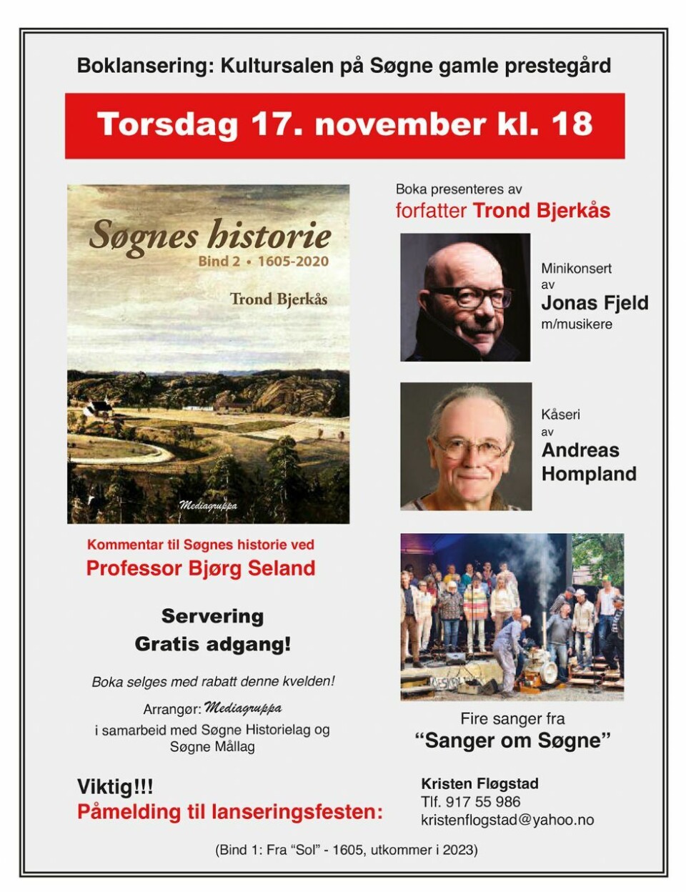 Søgnes historie: Inviterer til boklansering