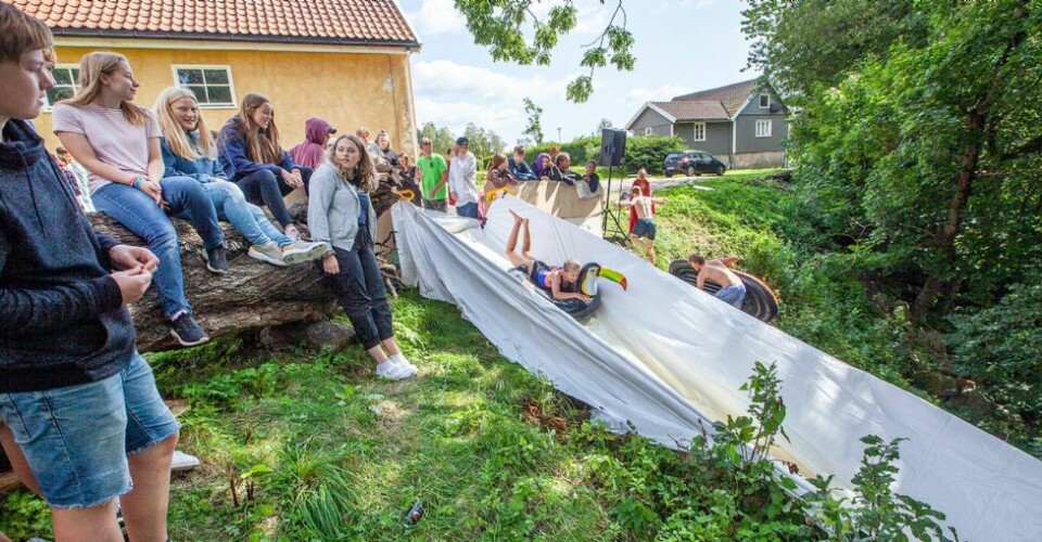 Bygget 35 meter lang vannsklie