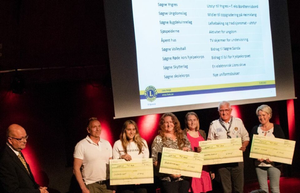 256.000 kroner fra Lions Club Søgne til andre frivillige lag