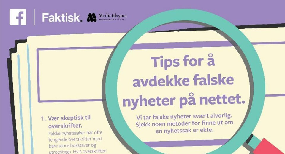 Facebook skal samarbeide med Faktisk og Medietilsynet