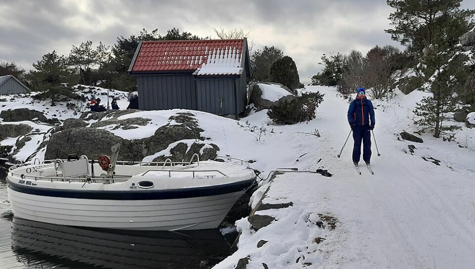 Fotograferte skifolket fra «Oxen» ved Daudmannsholmen