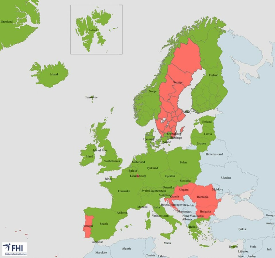 Dette er de nye reiserådene mellom Norge og andre europeiske land