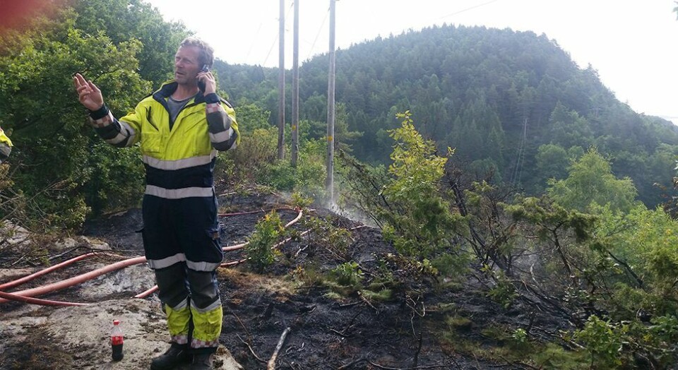 Brann i terrenget ved Tånevigveien
