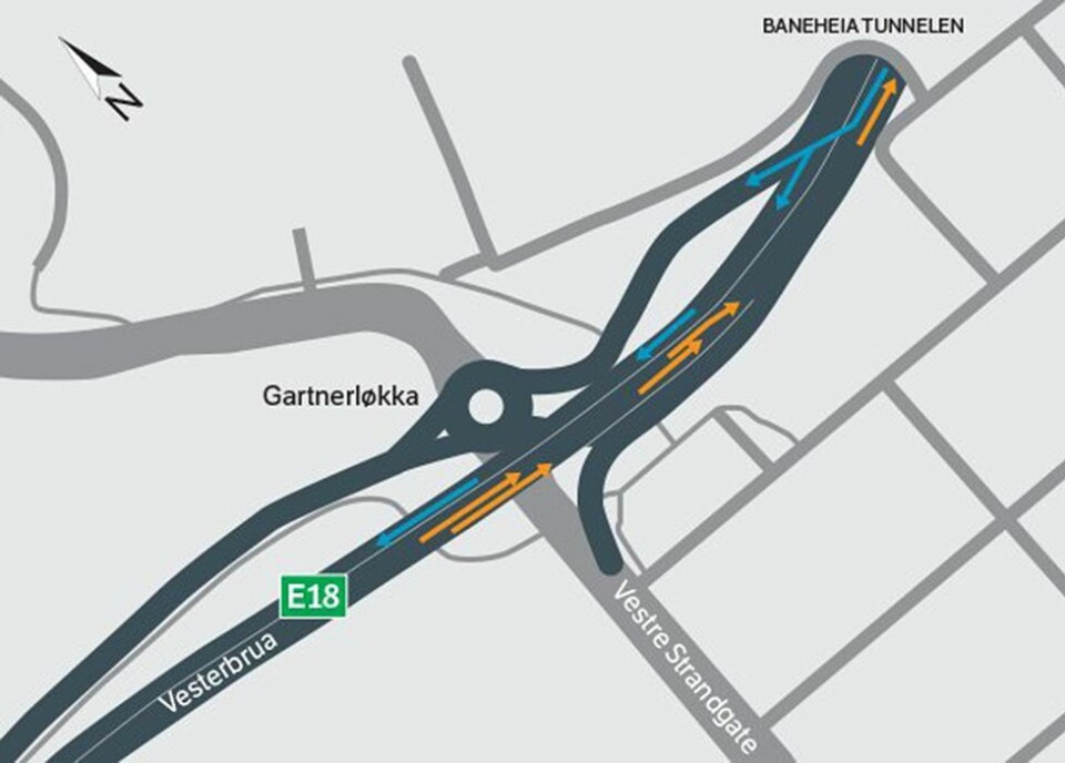 Redusert kapasitet i E18-tunneler i Kristiansand