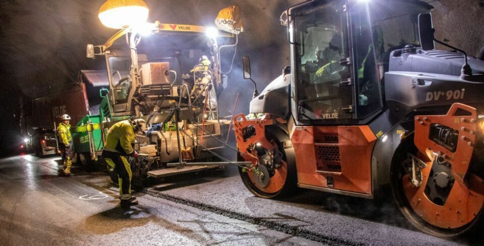Asfaltering i Søgne nattestid