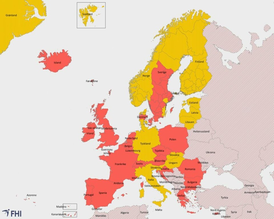 Endring i reiseråd for Hellas, Irland, Storbritannia, Østerrike og regioner i Sverige og Danmark
