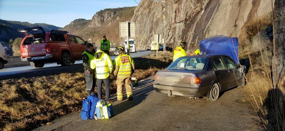 Trafikkulykke på E39 ved Holmen