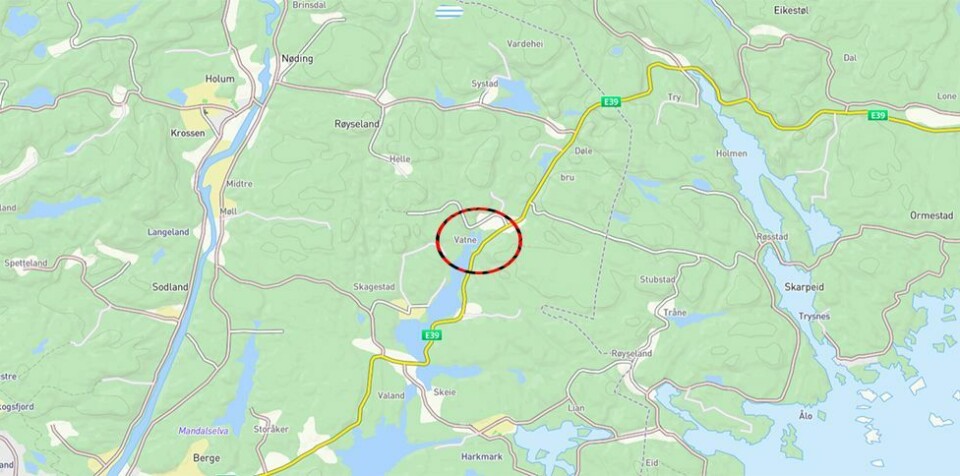 Trafikkproblemer etter kjedekollisjon på E39 Vatne
