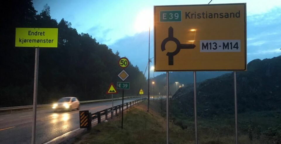 Endringer i trafikkmønsteret på E39 Kristiansand vest - Mandal øst