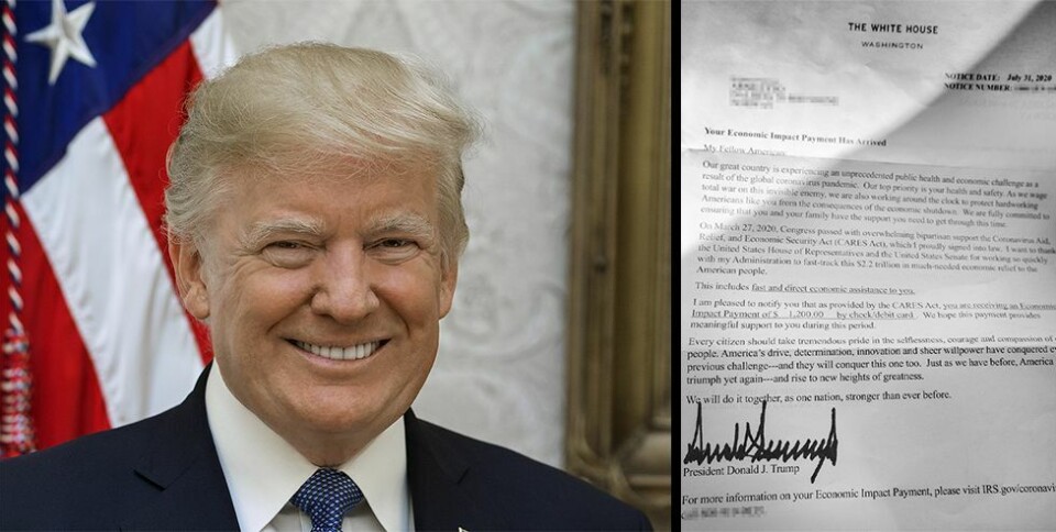 Søgne-mann fikk 10.000 kroner i koronastøtte av president Trump