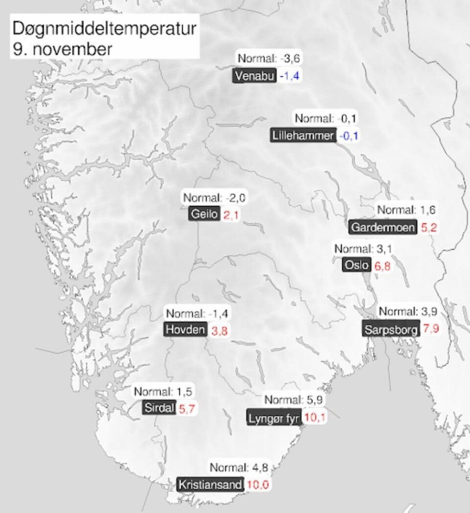 Over fem grader varmere en «normalt»