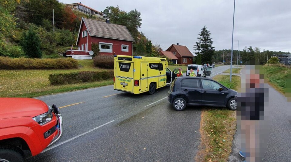Trafikkulykke på Stauslandsveien ved Torvmoen i Søgne