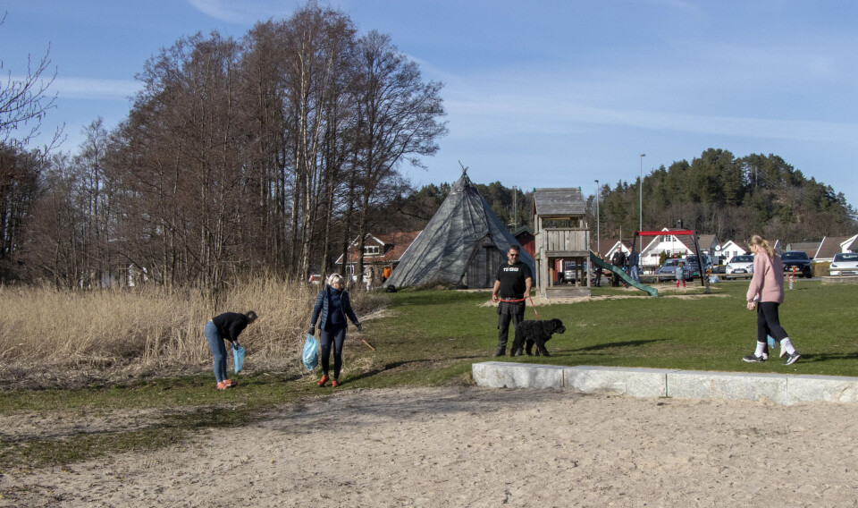 Elever og foreldre fra syvende trinn ved Langenes skole rydder på Vaglen på oppdrag fra Dugnad Sør. Elever og foreldre fra syvende trinn ved Langenes skole rydder på Vaglen på oppdrag fra Dugnad Sør.