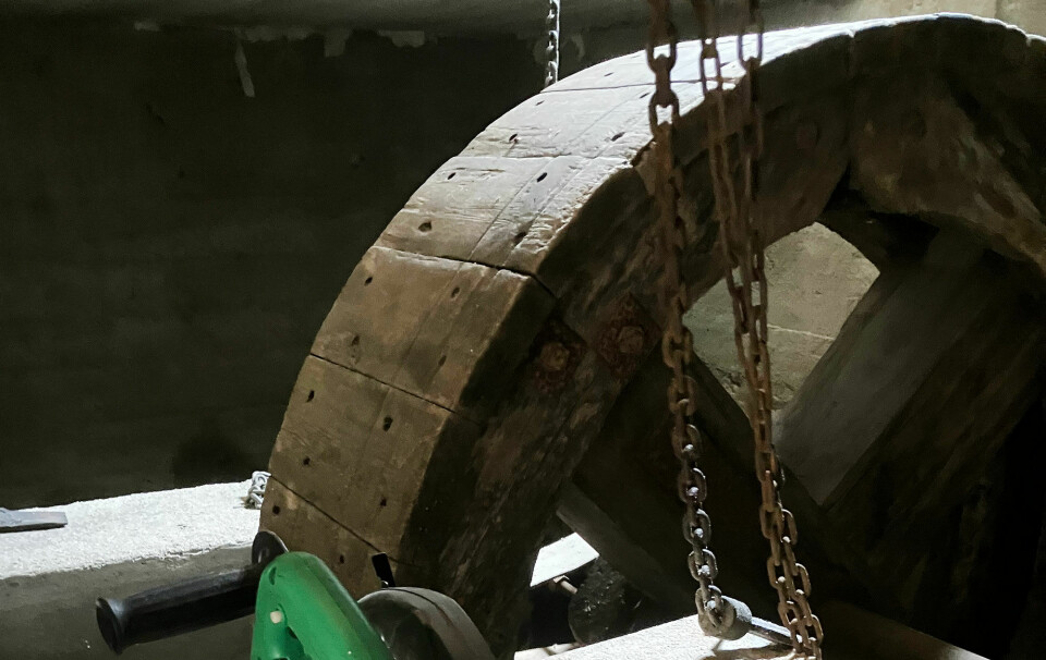 Hovedhjulet som ikke tålte belastningen da saga på Repstad nylig ble testet.