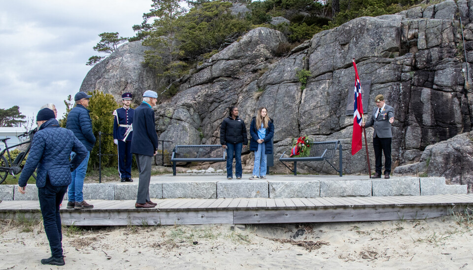 Markering av minnesmerket over Fredrik Aaraas 8. mai 2023.