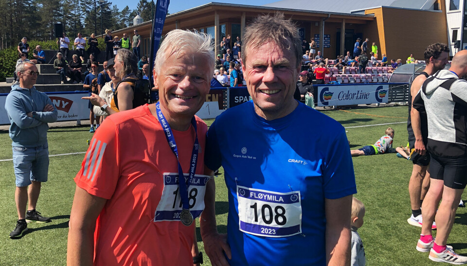 Spreke øyboere har all grunn til å smile etter løpet. Frode Udjus t.v. og Paul Nilsen. Spreke øyboere har all grunn til å smile etter løpet. Frode Udjus t.v. og Paul Nilsen.