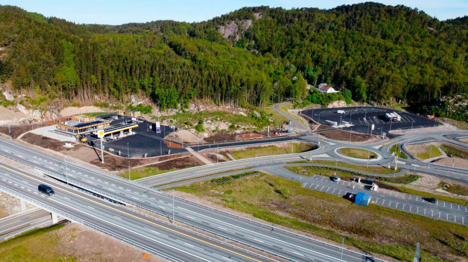 St1s nye energistasjon med døgnhvileplass på Lonelier helt vest i Kristiansand.