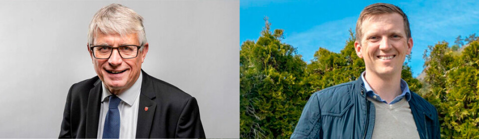 Fylkesordførerkandidat, Arne Thomassen (H) og ordførerkandidat i Kristiansand, Mathias Bernander (H).