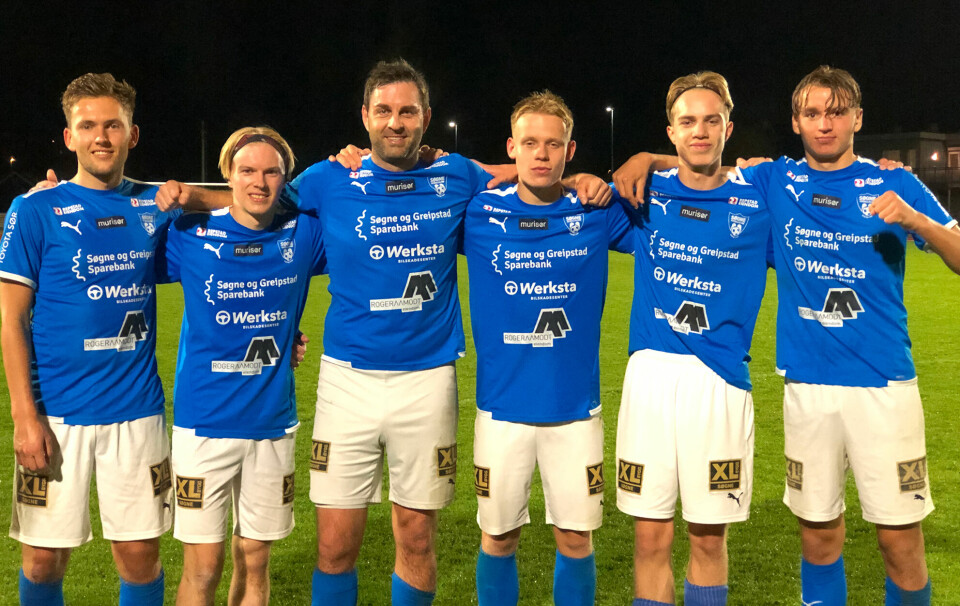Målscorere i mandagens serierunde: F.v.: Markus Aamodt, Kevin Johansen, Morten Dalene, Jonas L. Seim, Kristian Aarhus og Samuel Lavik.
