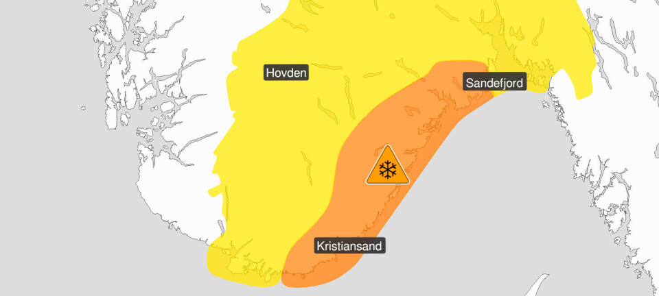 Farevarselet fra Meteorologisk institutt.