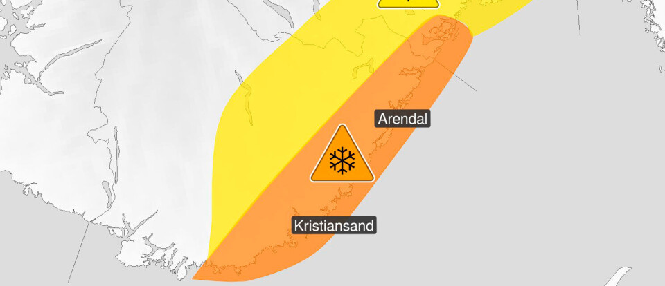Det oransje farevarselet for mye nedbør de neste timene og onsdag.