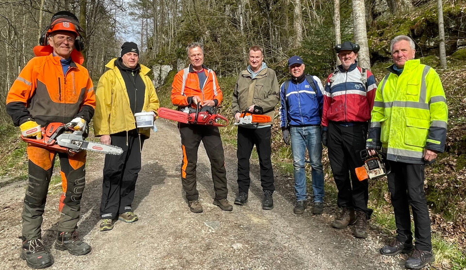 Løyperyddingsgjeng fra SSOK: Fra venstre Reidar Heivoll, Pål Andersen, Tor Lohne, Frank Solås, Kristen Ribe, Øystein Dybesland og Kai Eftestad.