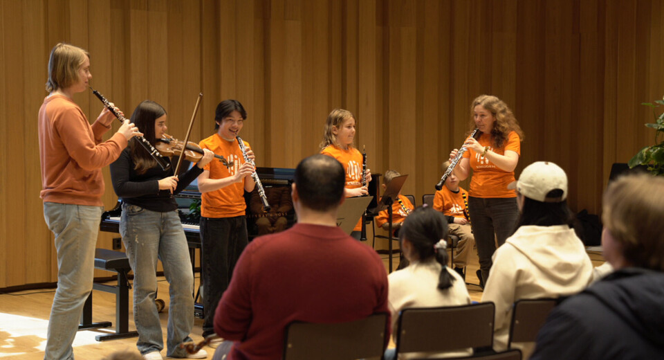 Noen av oboistene under en konsert forrige måned på Silokaia.