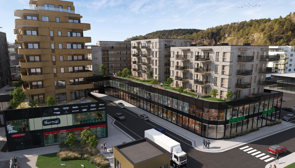 Satser på førstegangskjøpere: Tangvall Arena med planlagt byggetrinn III til høyre.