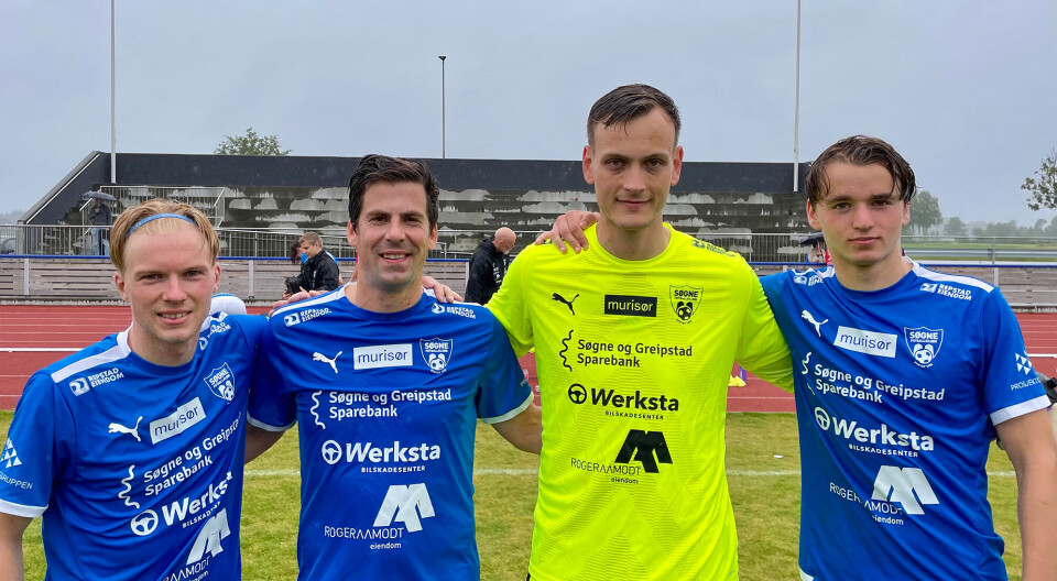 Målscorere og Søgnes beste: Fra venstre Kevin Johansen, Ditlef Ueland, Sindre Tjørhom og Samuel Lavik.