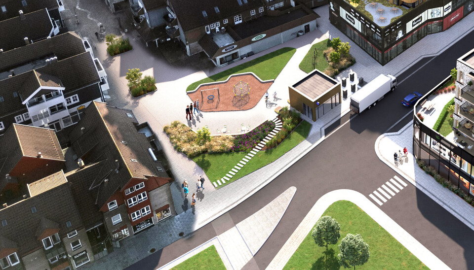 3D-skisse som antyder hvordan torget vil se ut når det er ferdig.