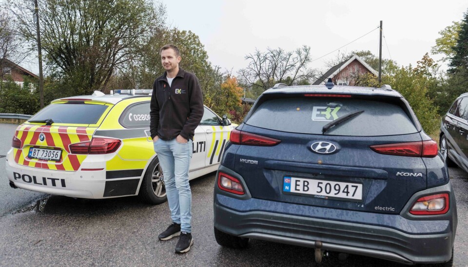 – Konteineren stod her på tilhenger, forklarte Storva, en av de ansatte fra selskapet Element Bygg Kvinesdal.
