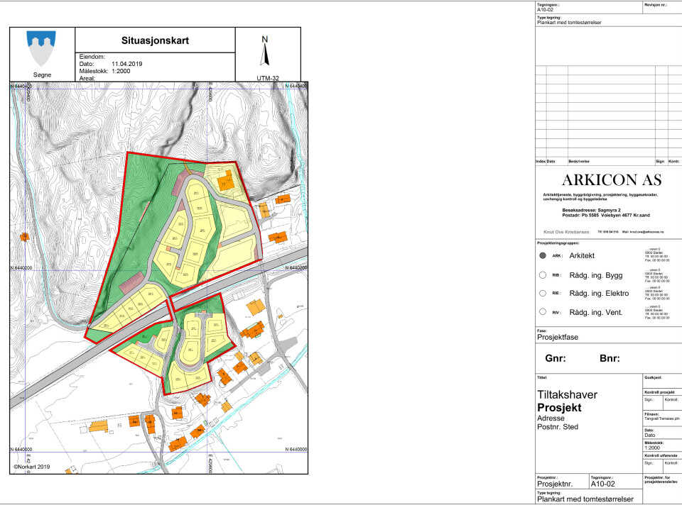 Foreslått planområde ligger i tilknytning til Tangvall sentrum.