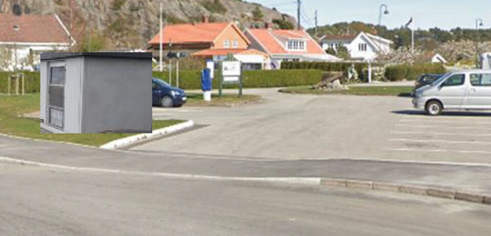 Slik vil nettstasjonen plasseres. Avkjøringen til høyre for stasjonen vil bli stengt for trafikk.