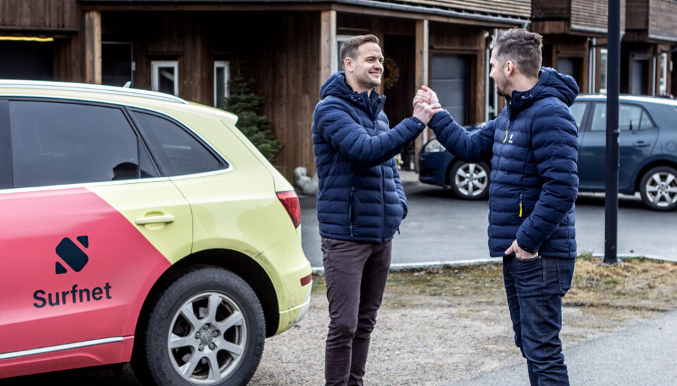Espen Flaa Nilsen og Anders Berge-Westgaard i Surfnet ønsker å gjøre Søgne og Songdalen til et prioritert marked.