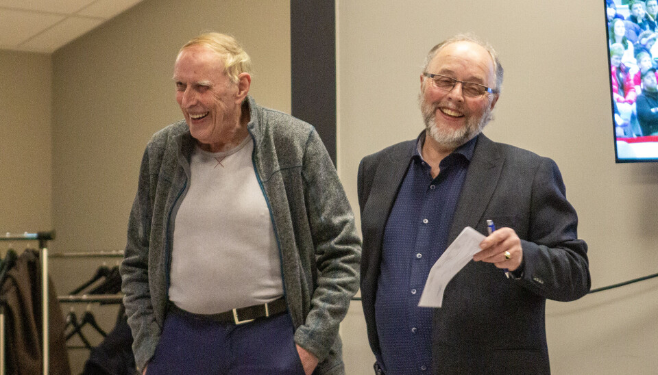 Harald Englund (t.v) sammen med skytterlagets leder, Magne Lorentzen