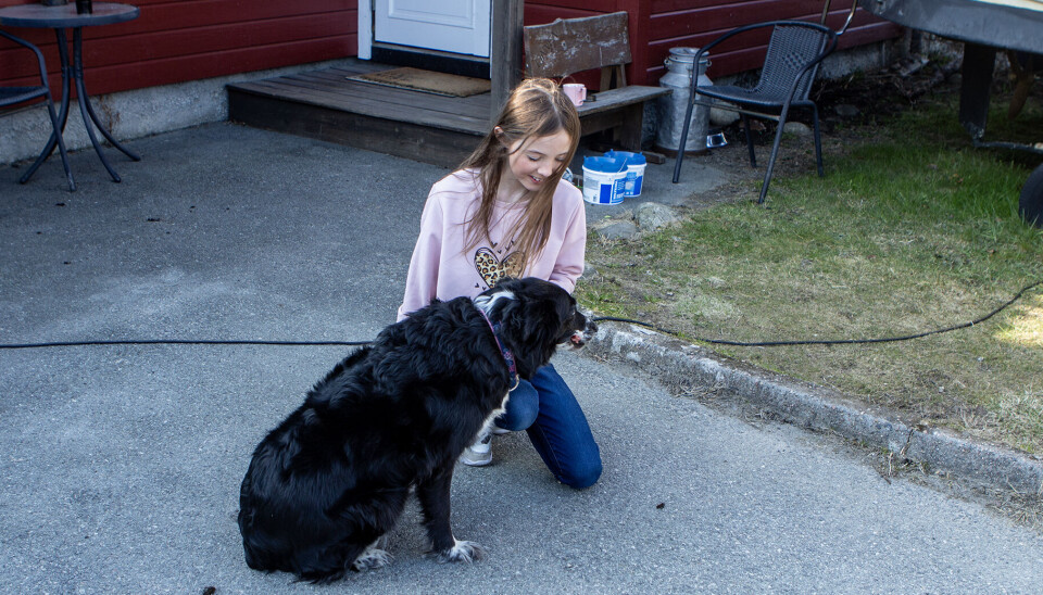 Lykke liker at hunden Tinka får være med på båtturen.