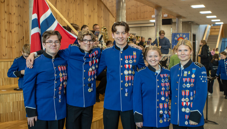 Robin, Eskil, Sebastian, Lotte og Erle har lang erfaring fra skolekorpset