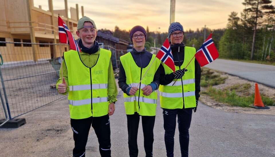 Gikk i mål på Bortelid, fra venstre: Endre Andersen (14), Julian Tofteland (14) og Eskil Kleivset (15)
