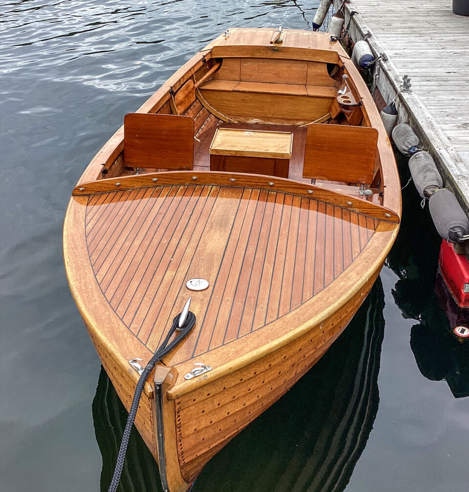 19-fots båt som auksjoneres bort på Trysnes Brygge lørdag.